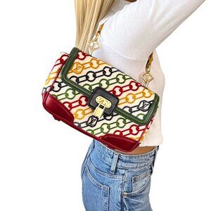 LOUIS VUITTON Vintage LV Logo Velvet Chain Dolly Bag Pochette [104062]
